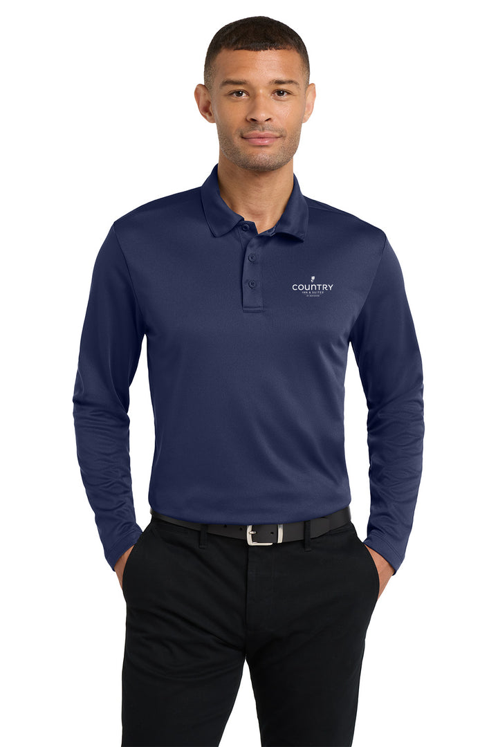 Men's Silk Touch Performance Polo-Long Sleeve (Logo) - Country Inn & Suites