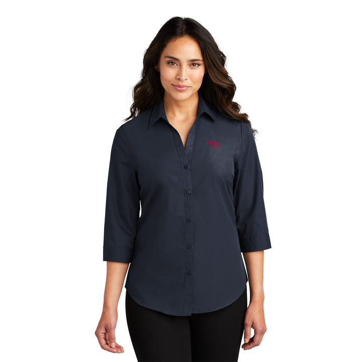Women's ¾-Sleeve Carefree Poplin Shirt - Master Hosts Inns