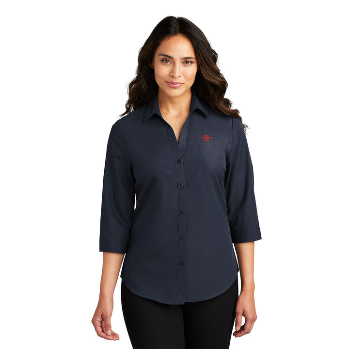 Women's ¾-Sleeve Carefree Poplin Shirt - Red Carpet Inn