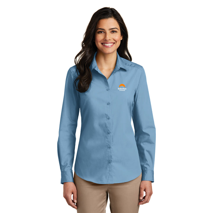 Camisa De Popelina Carefree De Manga Larga Para Mujer - Suburban Studios