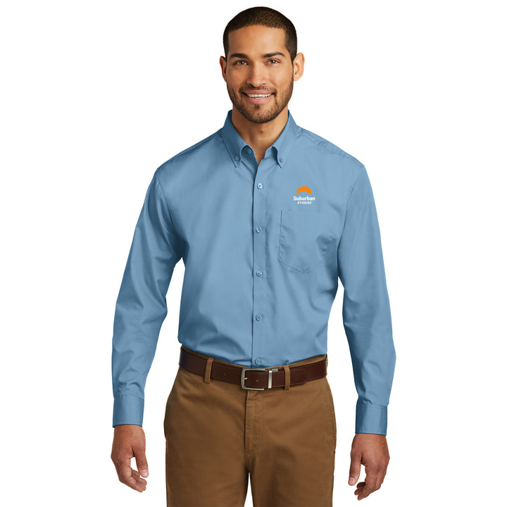 Men's Long Sleeve Carefree Poplin Shirt - Suburban Studios