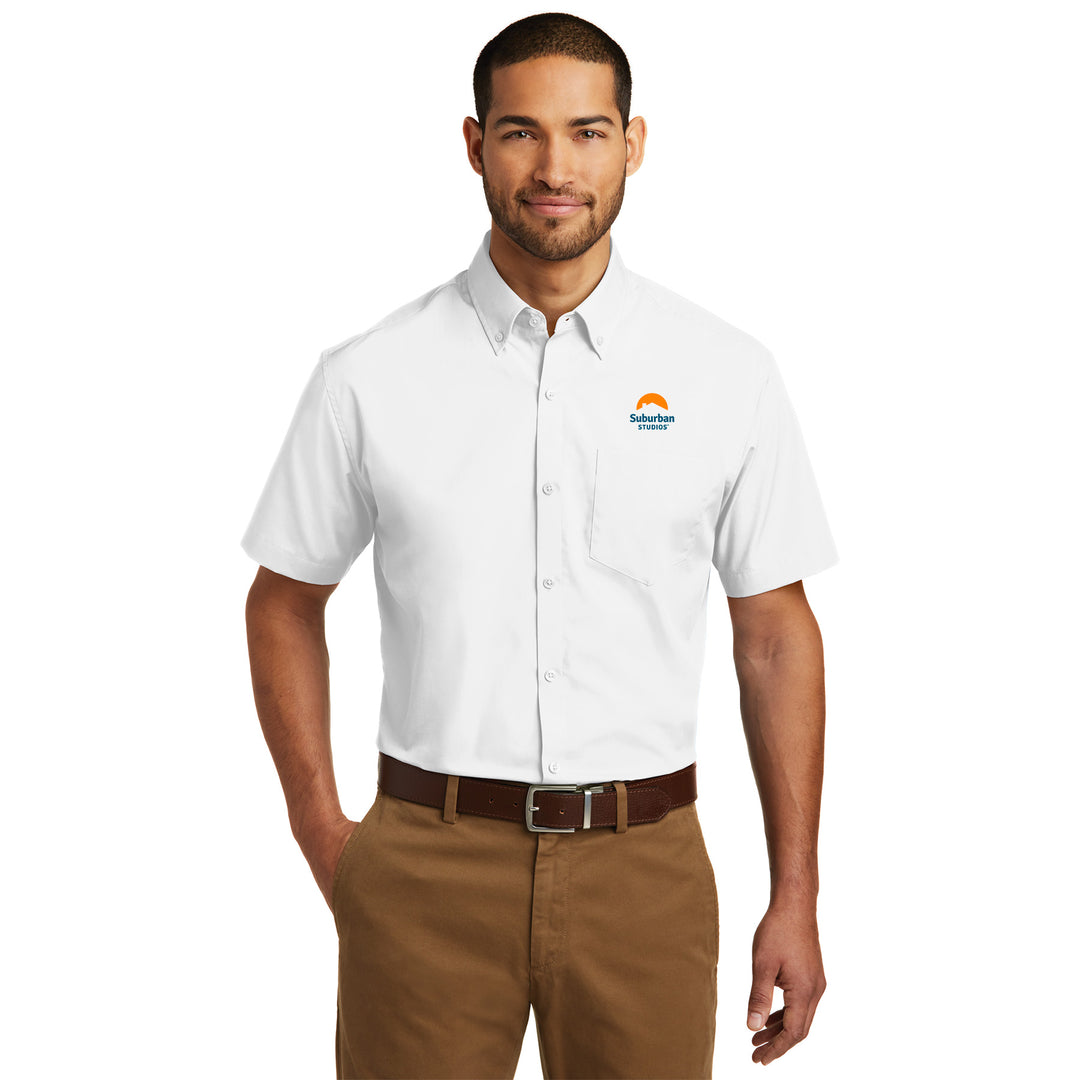 Men's Short Sleeve Carefree Poplin Shirt - Suburban Studios