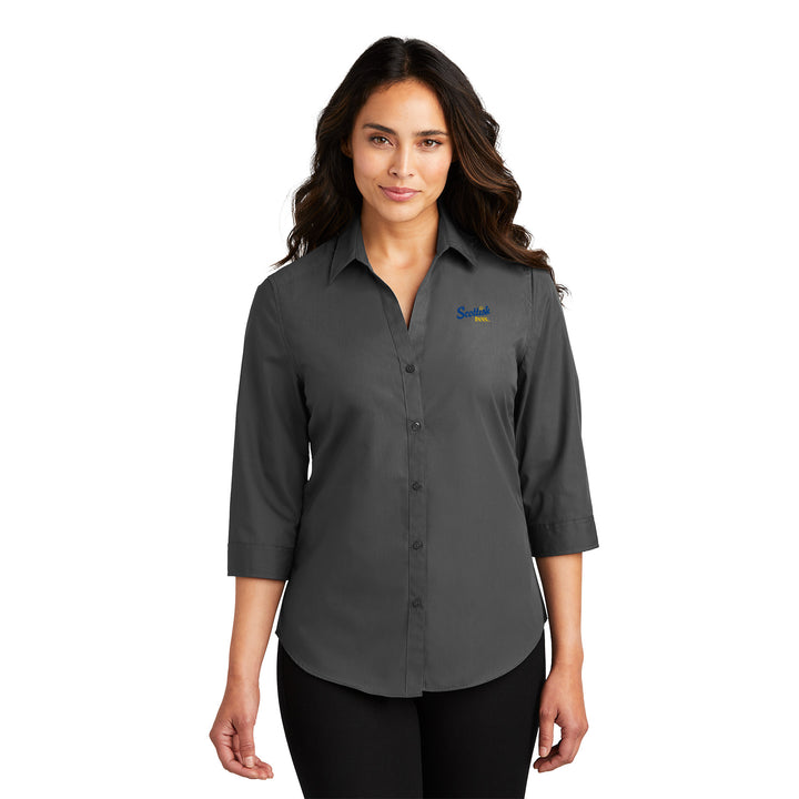 Women's ¾-Sleeve Carefree Poplin Shirt - Scottish Inns