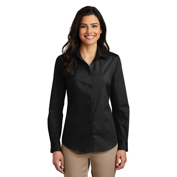 Women's Long Sleeve Carefree Poplin Shirt (No Logo) - Country Inn & Suites