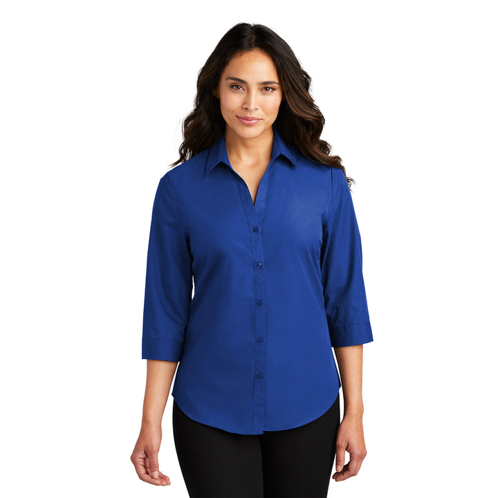 Camisa de popelín Carefree de manga ¾ para mujer - Rodeway Inn