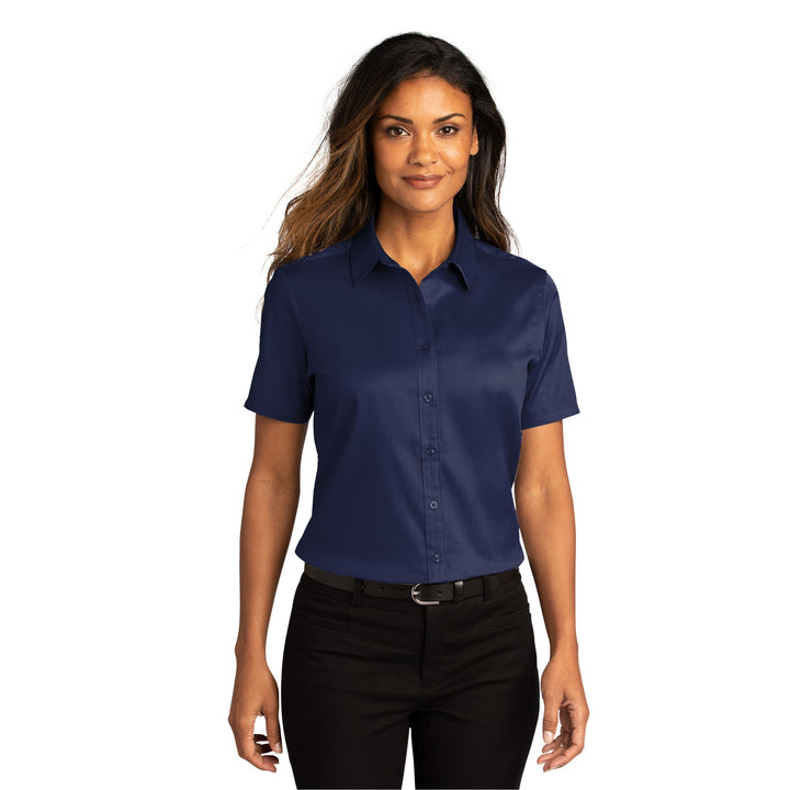 Women's Short Sleeve Superpro Twill Shirt (No Logo) - Country Inn & Suites