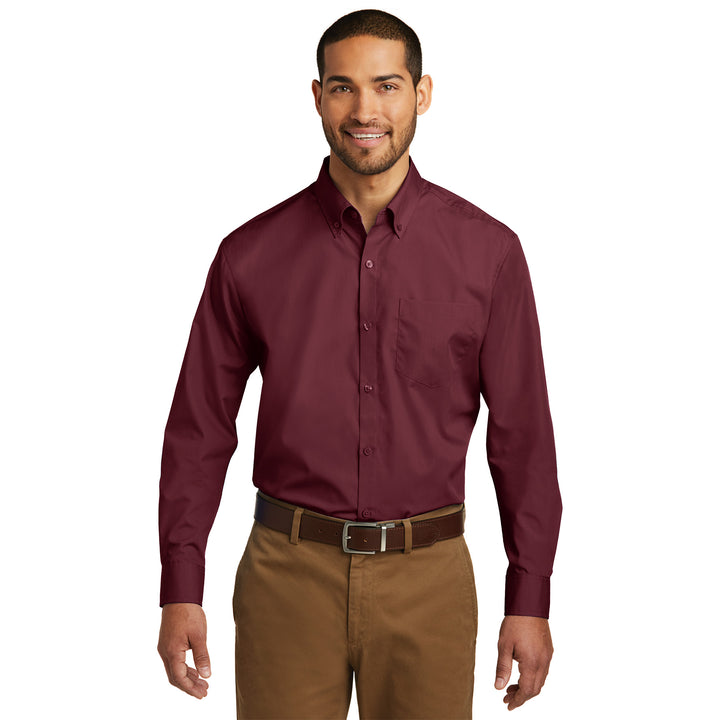 Camisa de popelín Carefree de manga larga para hombre - Econo Lodge