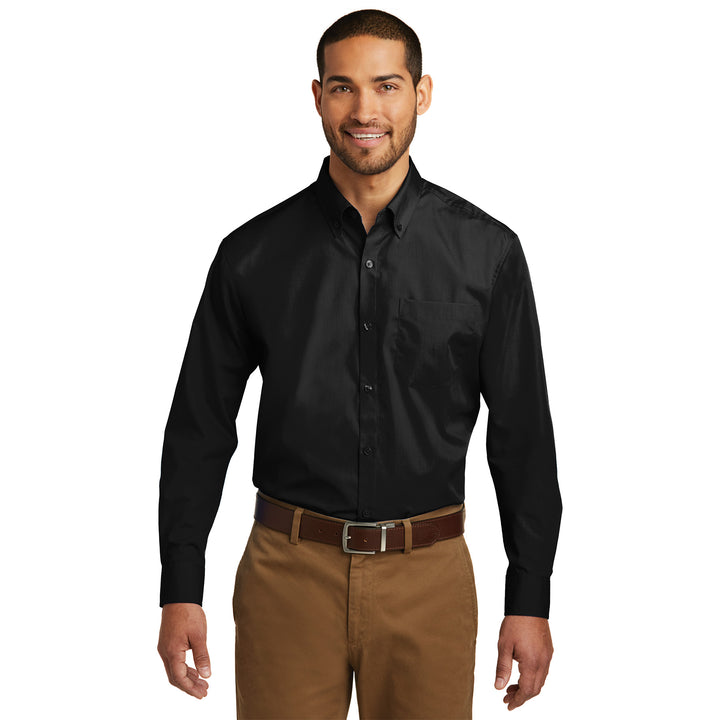 Camisa de popelín Carefree de manga larga para hombre - Econo Lodge