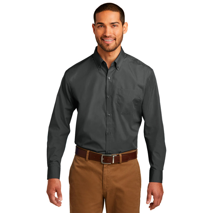 Men's Long Sleeve Carefree Poplin Shirt (No Logo) - Country Inn & Suites
