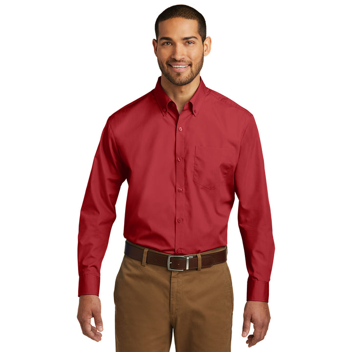 Camisa de popelín Carefree de manga larga para hombre - Econo Lodge