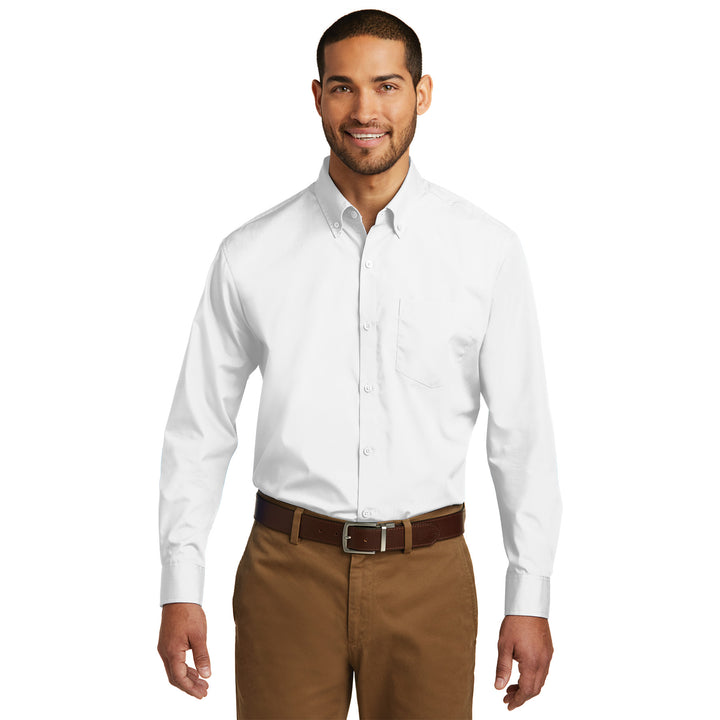 Camisa de popelín Carefree de manga larga para hombre - Econo Lodge