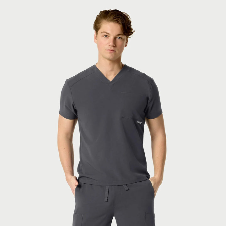 SANTIAGO Men's ABC Chest Pocket Basic Scrub Top - Quality