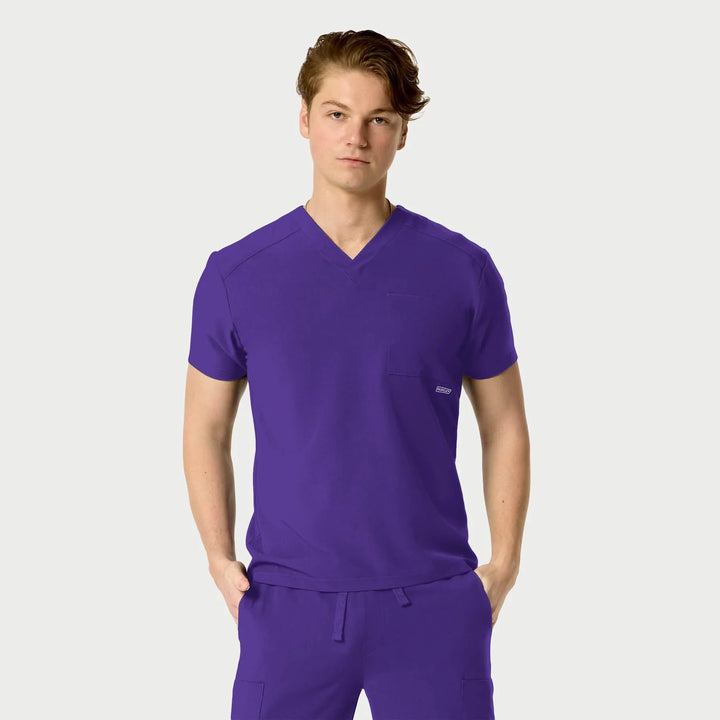 SANTIAGO Men's ABC Chest Pocket Basic Scrub Top - Sleep