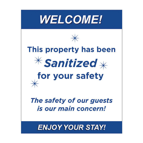 Sanitized Property - Sign - Sable Hotel Supply