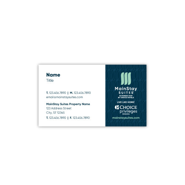 MainStay Business Card - Sable Hotel Supply