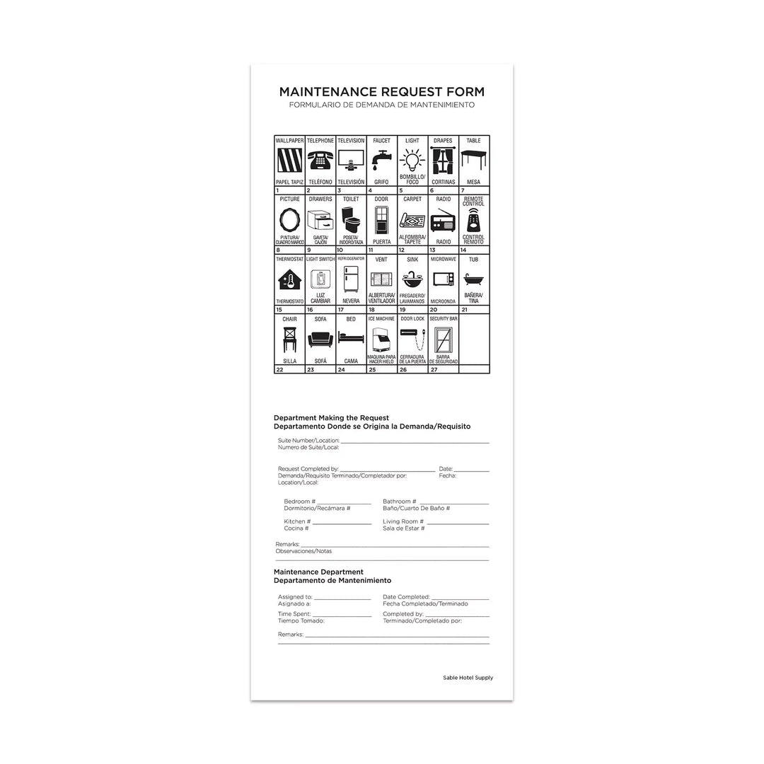 Maintenance Request Form - With Pictures - Sable Hotel Supply