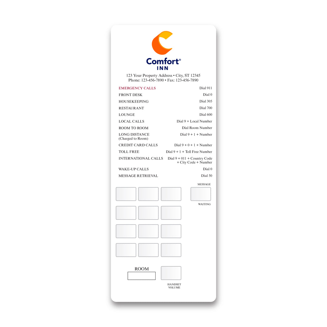 Phone Plates - Comfort Inn - Sable Hotel Supply