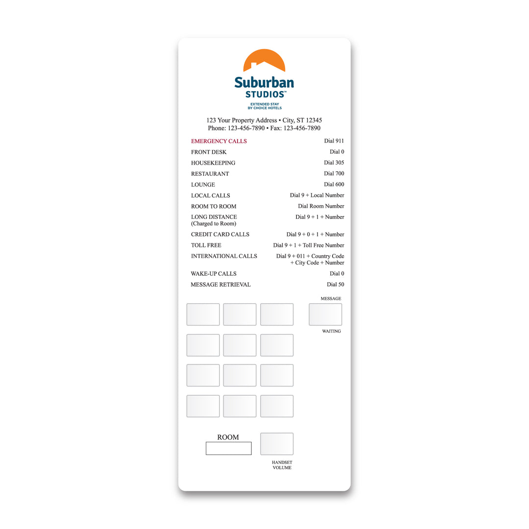 Phone Plates - Suburban - Sable Hotel Supply