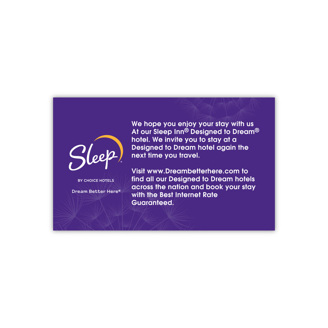 Sleep Dream Better Here Card - Sable Hotel Supply