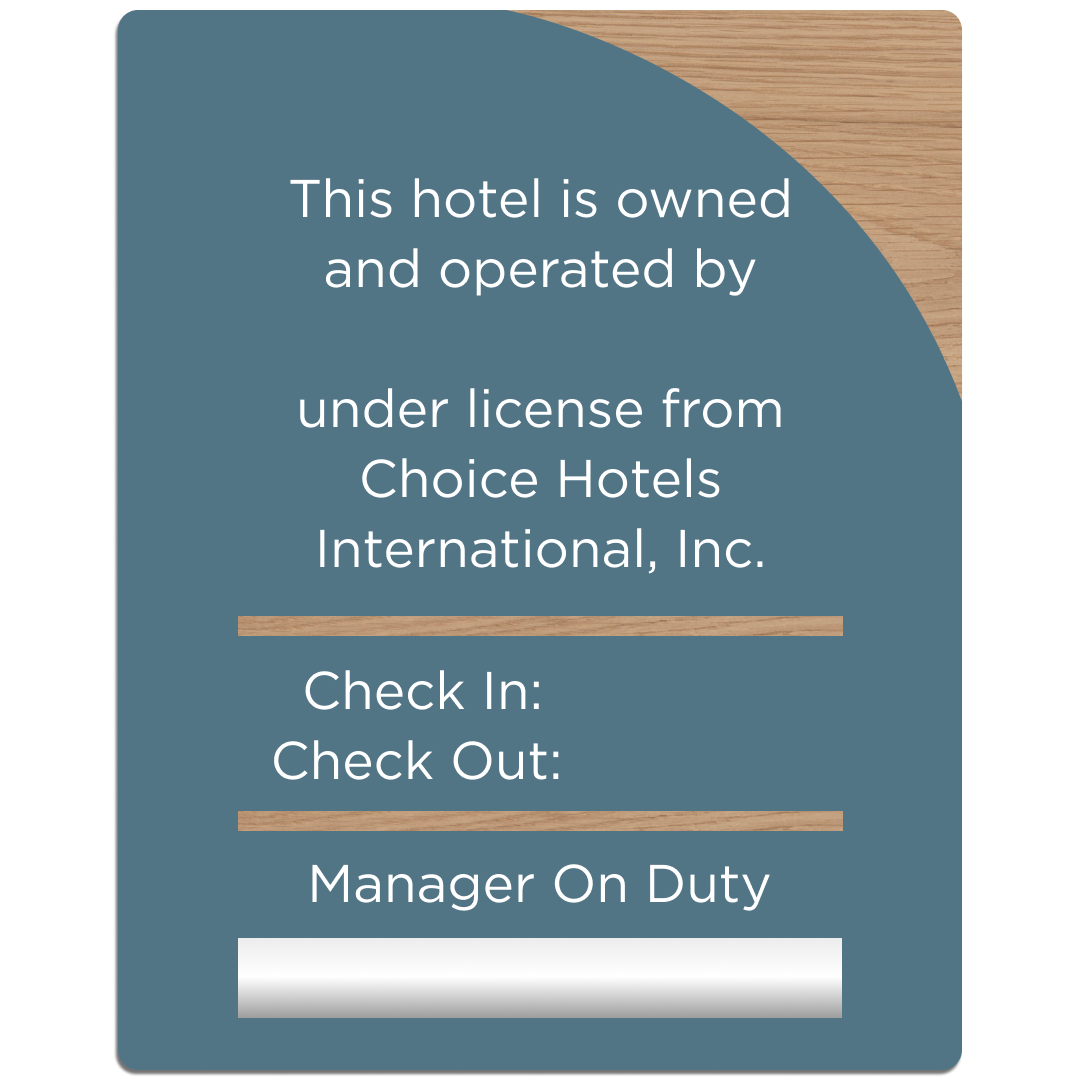 Ownership/Manager on Duty Sign - Sleep Inn