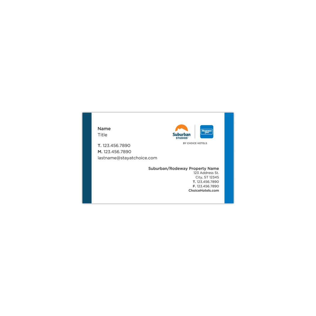 Dual-Brand Business Card - Suburban Studios & Rodeway Inn