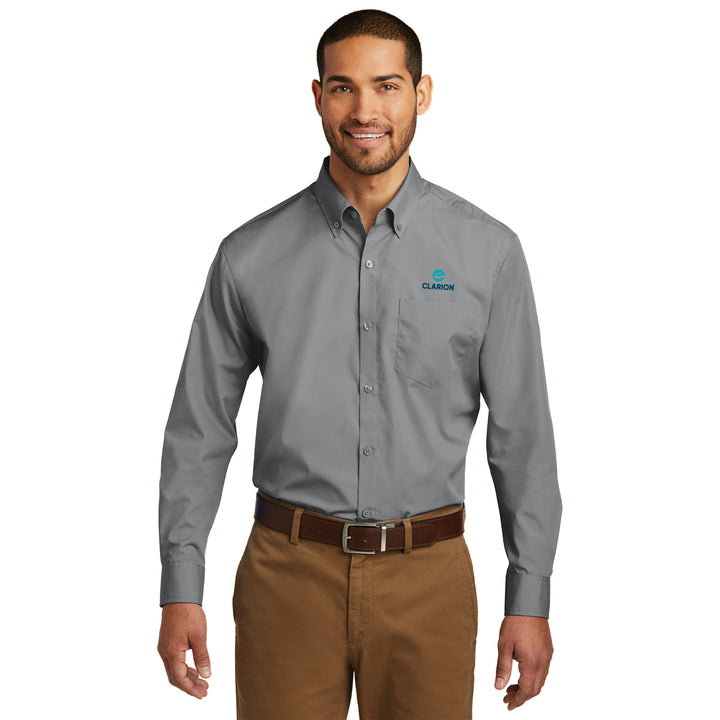 Men's Long Sleeve Carefree Poplin Shirt - Clarion