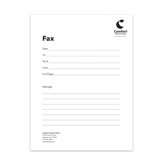 Fax Cover Sheet - Comfort – Sable Hotel Supply