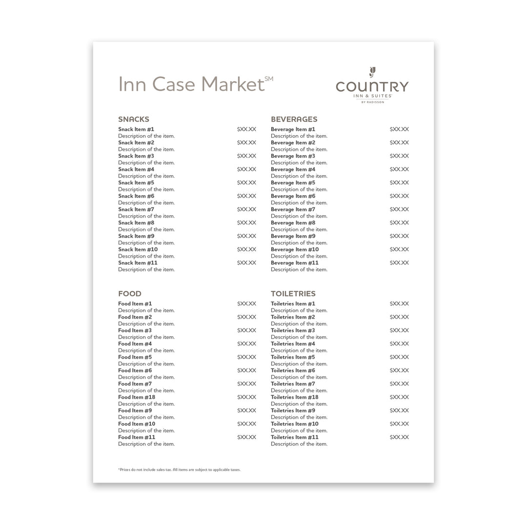 Inn Case Market Menu - Country Inn & Suites