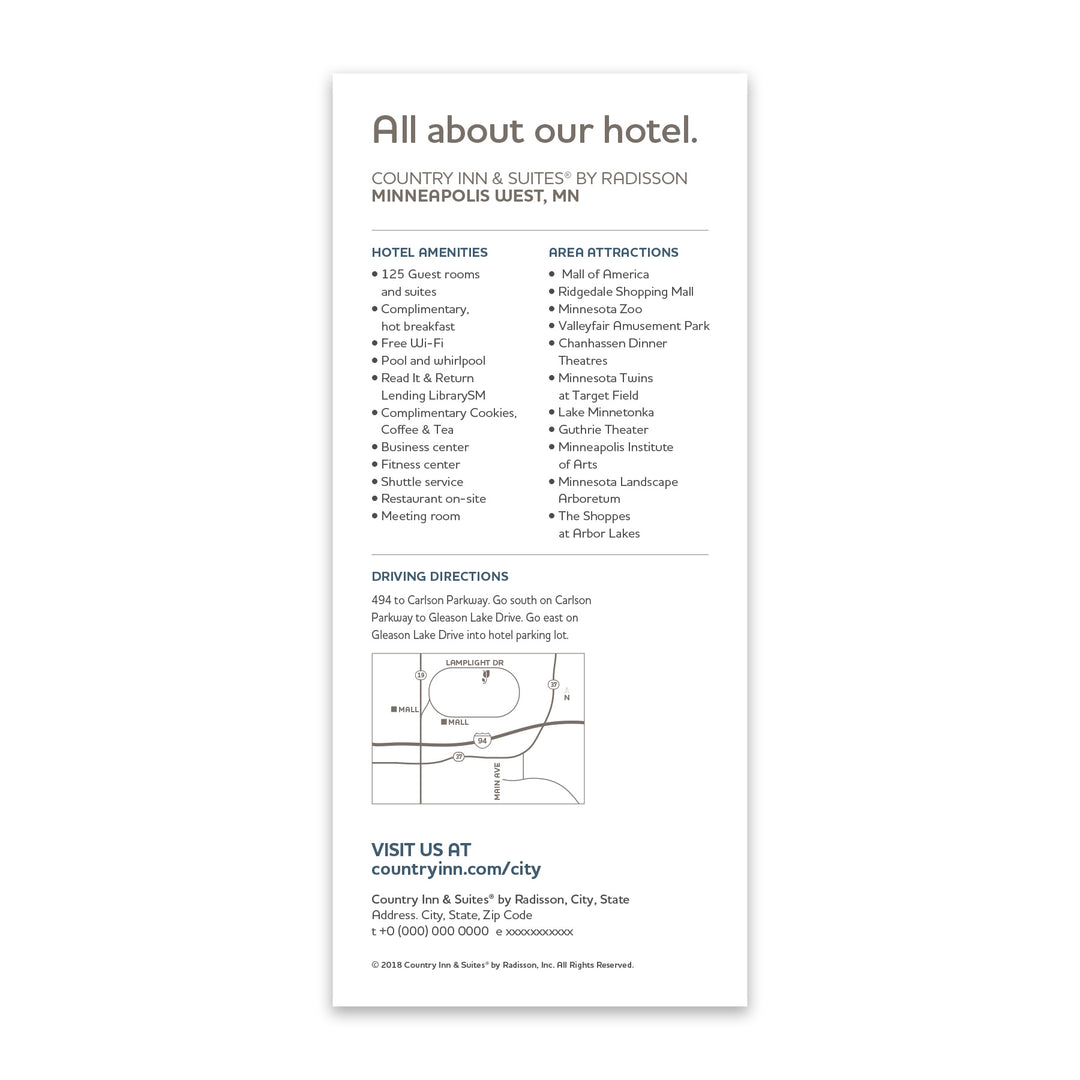 Rack Card - Country Inn & Suites