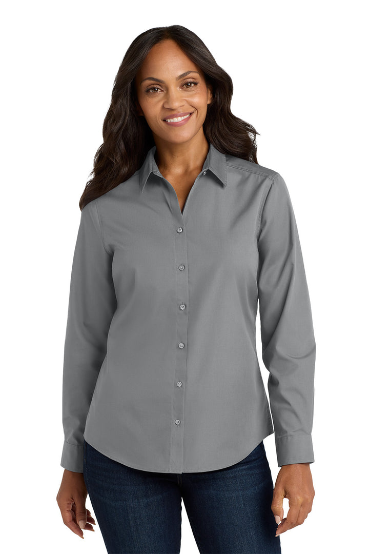 Women's Long Sleeve Carefree Poplin Shirt - Park Inn