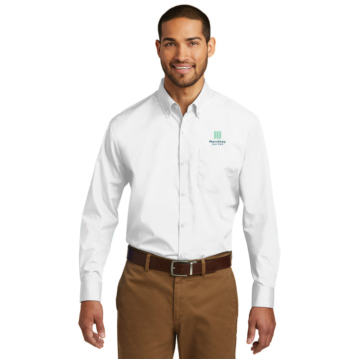 Men's Long Sleeve Carefree Poplin Shirt - MainStay Suites