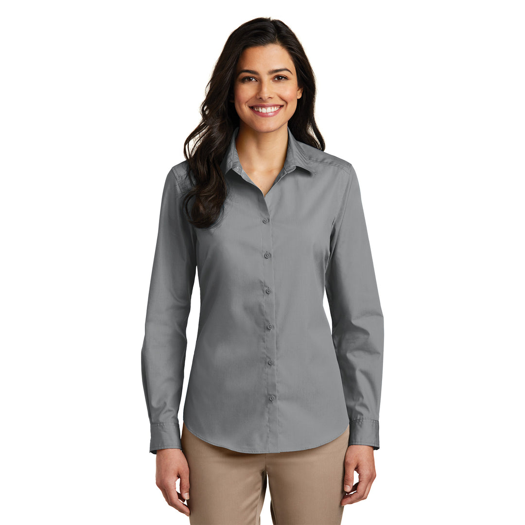 Women's Long Sleeve Carefree Poplin Shirt - Dual Brand