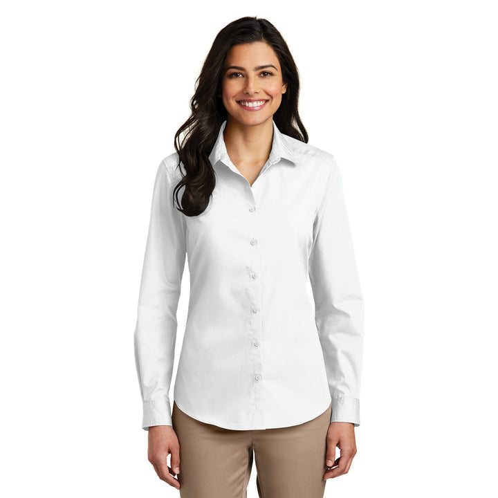 Women's Long Sleeve Carefree Poplin Shirt - Rodeway Inn