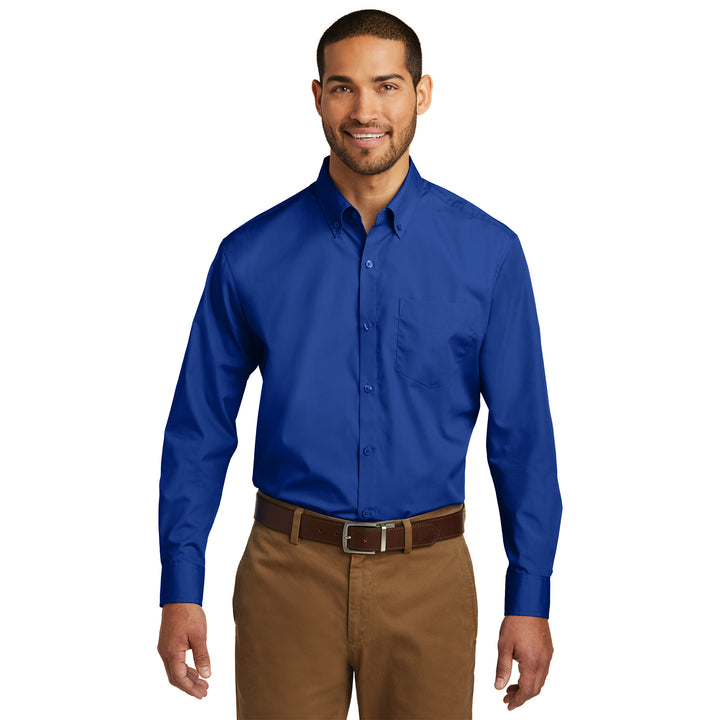 Men's Long Sleeve Carefree Poplin Shirt - Rodeway Inn