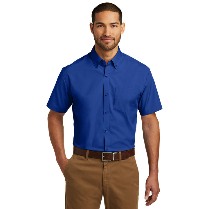 Men's Short Sleeve Carefree Poplin Shirt - Rodeway Inn