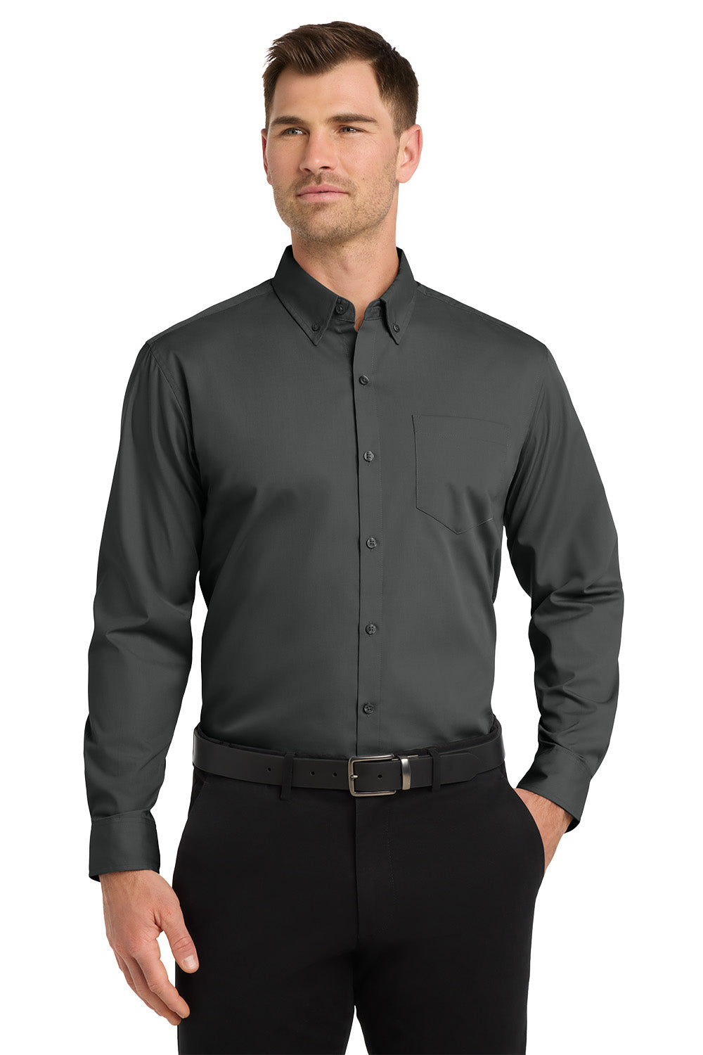 Men's Long Sleeve Carefree Poplin Shirt - Red Carpet Inn