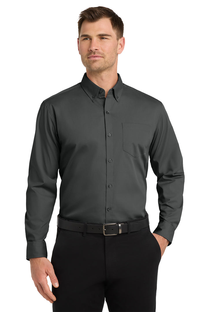 Men's Long Sleeve Carefree Poplin Shirt - Signature Inn