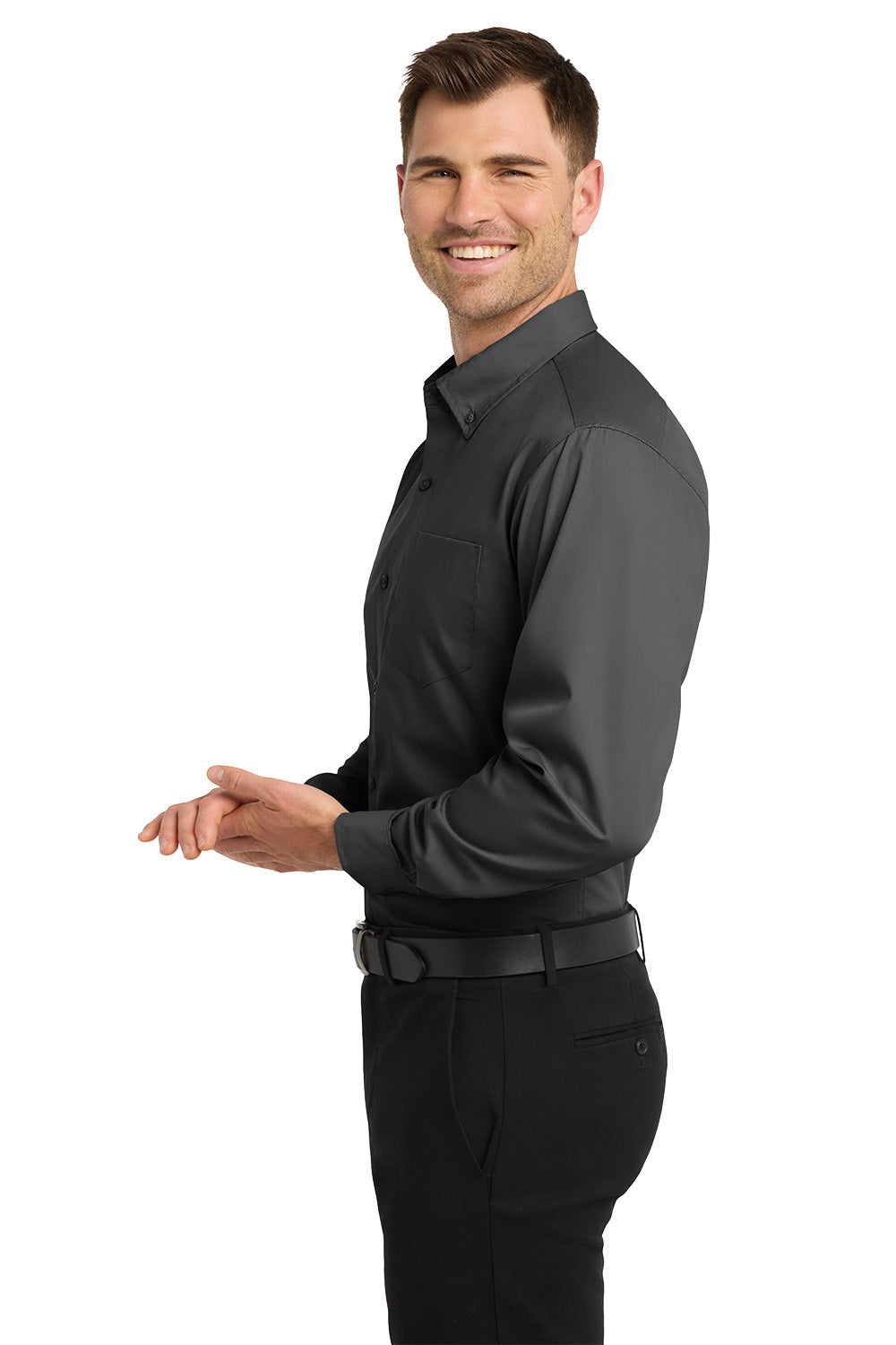 Men's Long Sleeve Carefree Poplin Shirt - Signature Inn