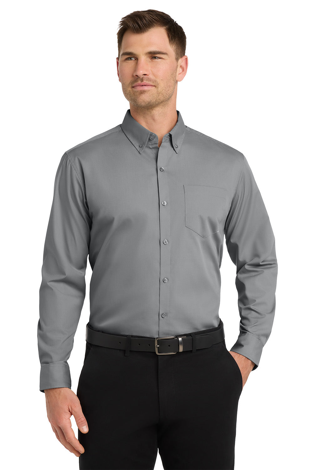 Men's Long Sleeve Carefree Poplin Shirt - Park Inn