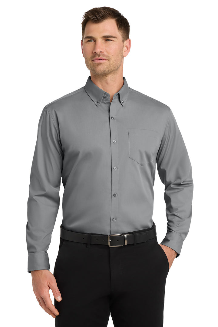 Men's Long Sleeve Carefree Poplin Shirt - Park Inn