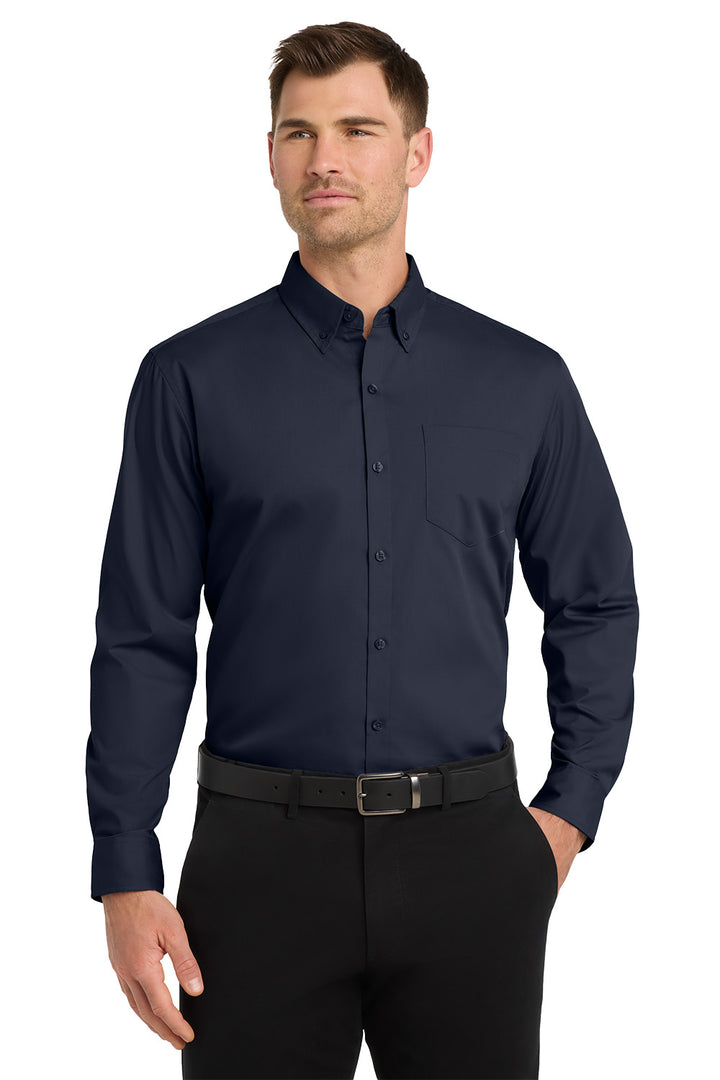 Men's Long Sleeve Carefree Poplin Shirt - Park Inn