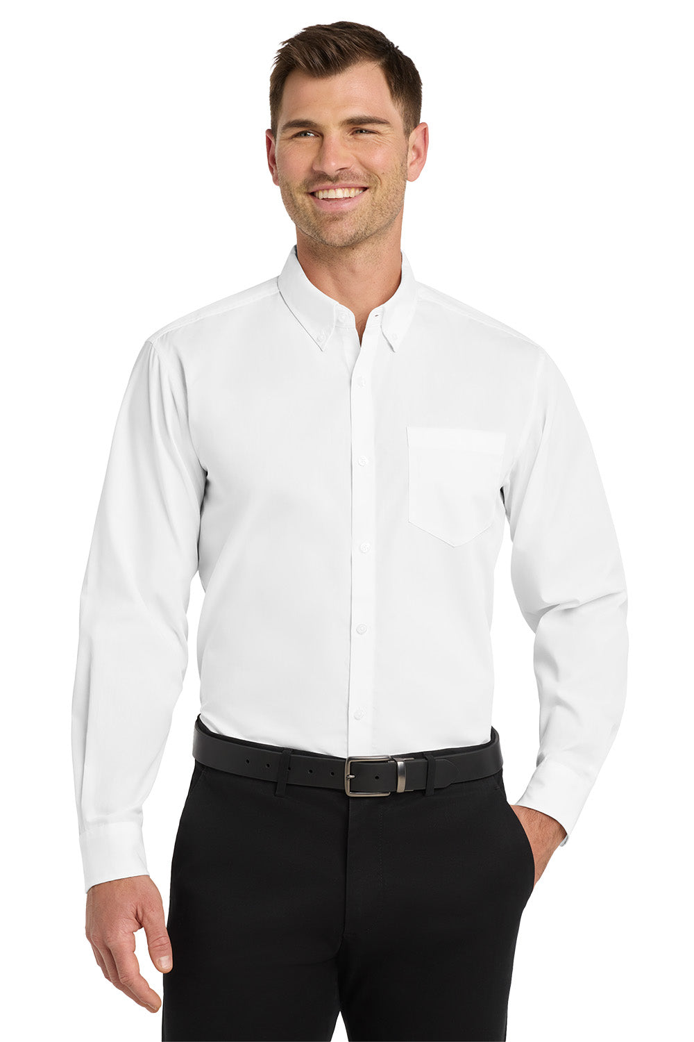 Chemise de poplin sans soucis à manches longues pour hommes - Ascend