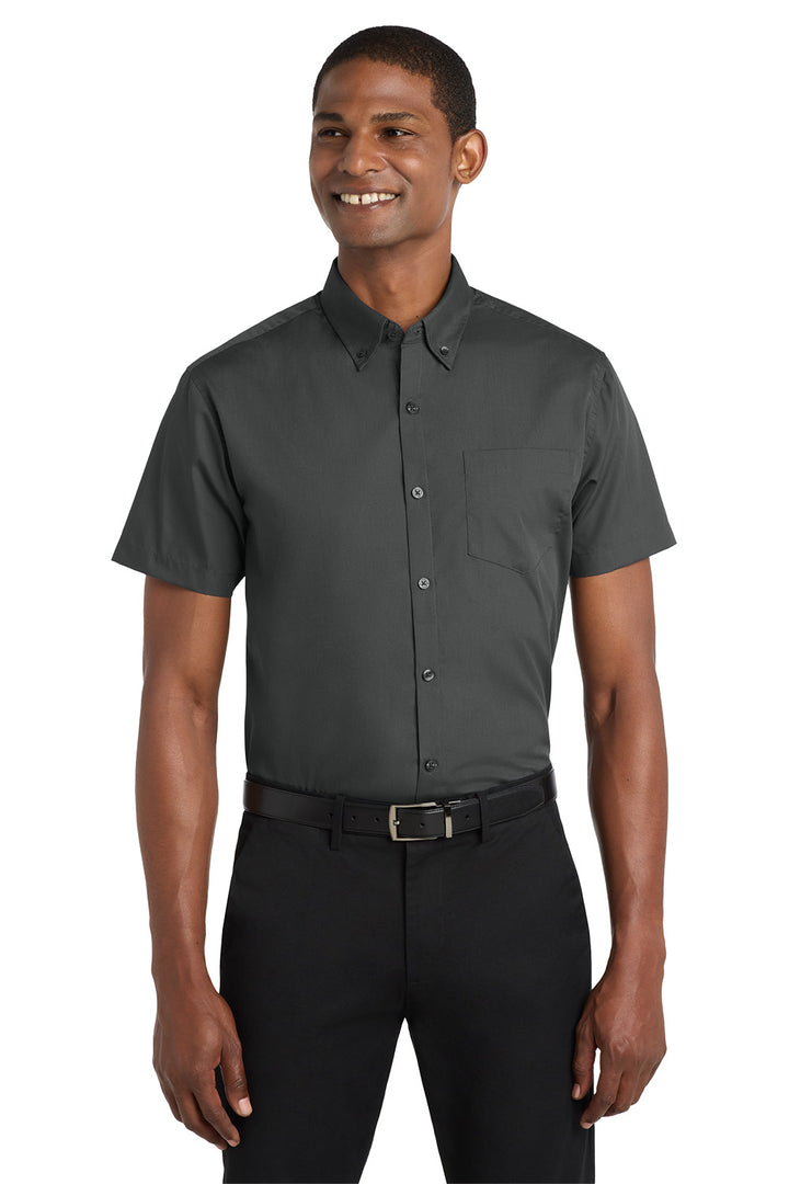 Men's Short Sleeve Carefree Poplin Shirt - Signature Inn