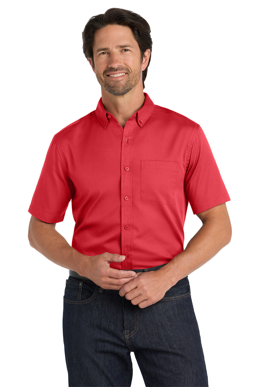 Men's Short Sleeve Superpro Twill Shirt - Red Roof Inn