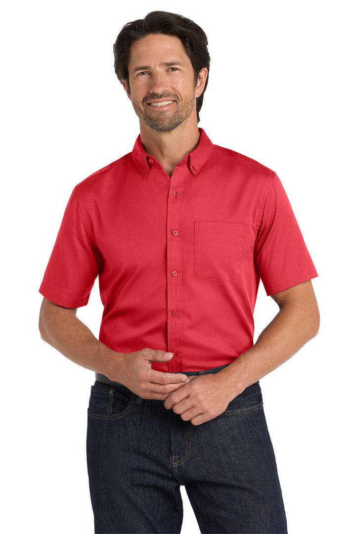 Men's Short Sleeve Superpro Twill Shirt - Red Roof Inn