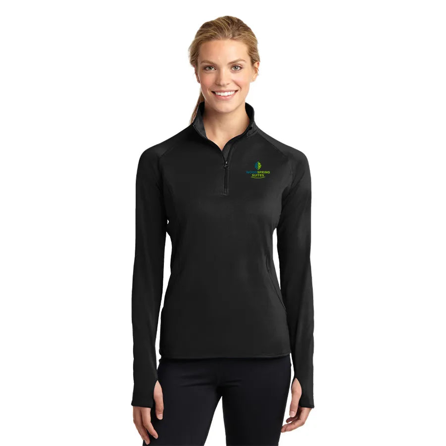 Women's Stretch 1/2-Zip Pullover - WoodSpring Suites - Sable Hotel Supply