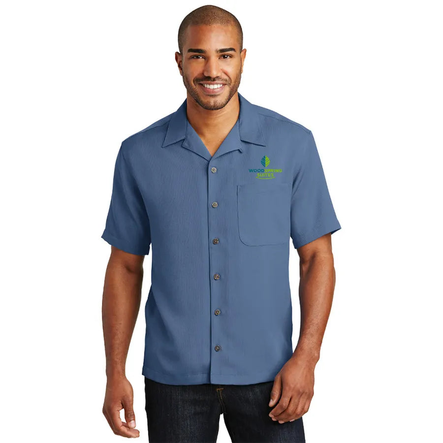 Men's Easy-Care Camp Shirt - WoodSpring Suites - Sable Hotel Supply