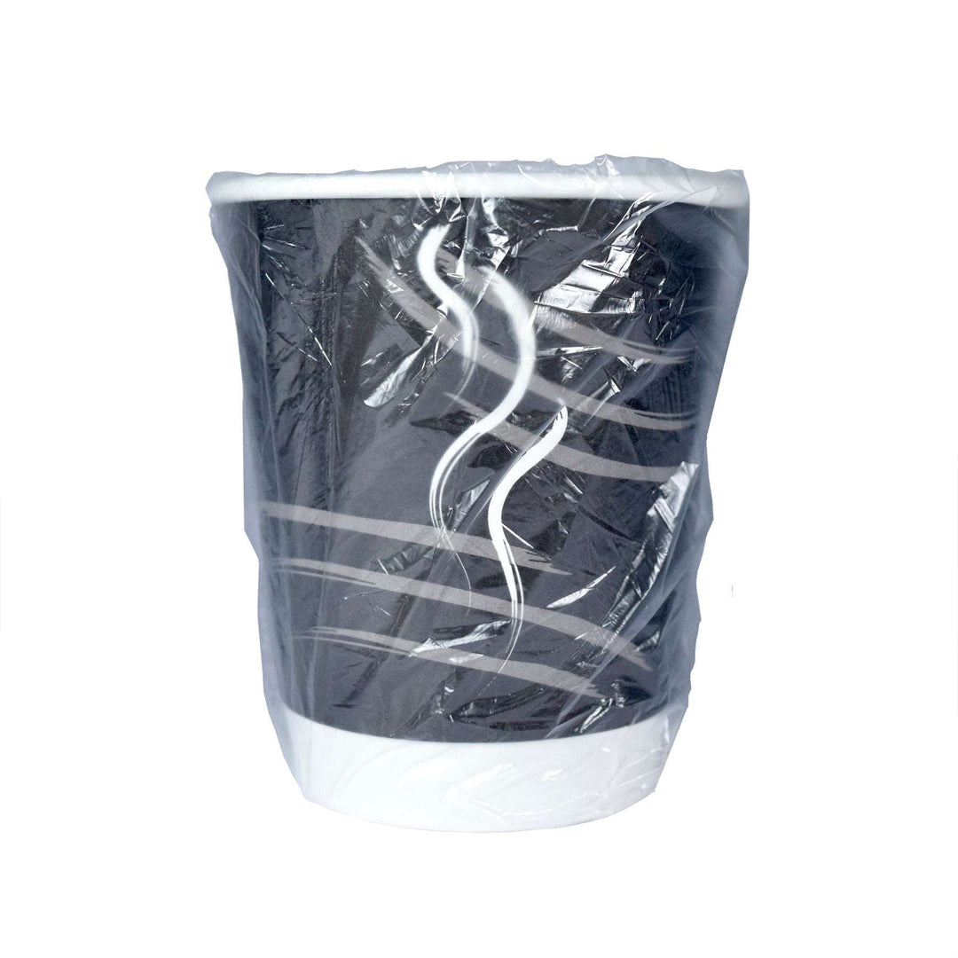 Double Wall Cup 9 oz. ~ Wrapped- Black - Sable Hotel Supply