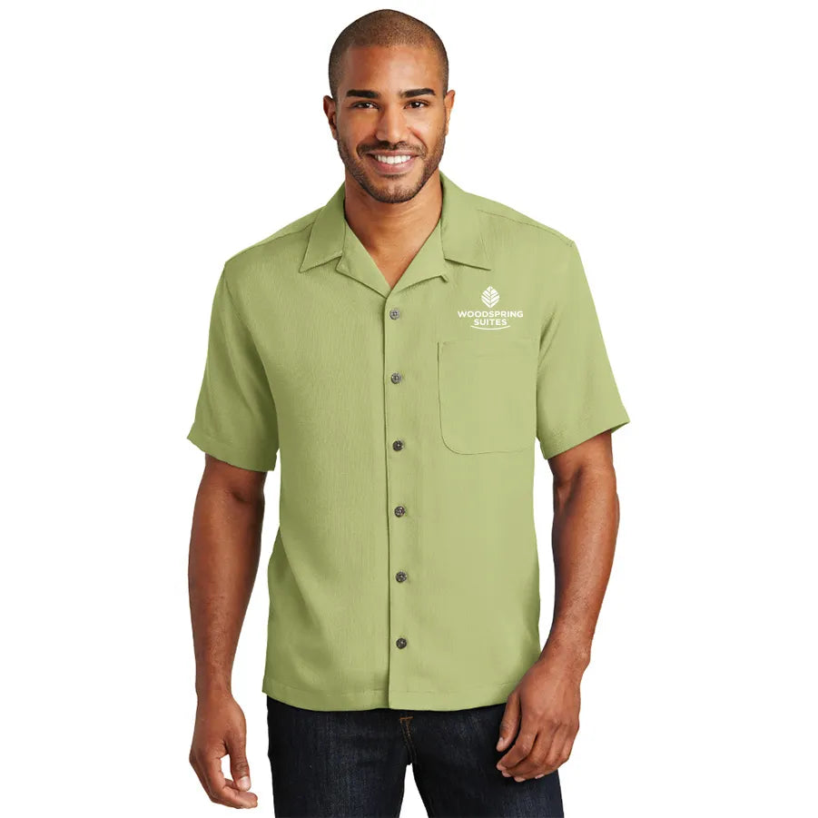 Men's Easy-Care Camp Shirt - WoodSpring Suites - Sable Hotel Supply