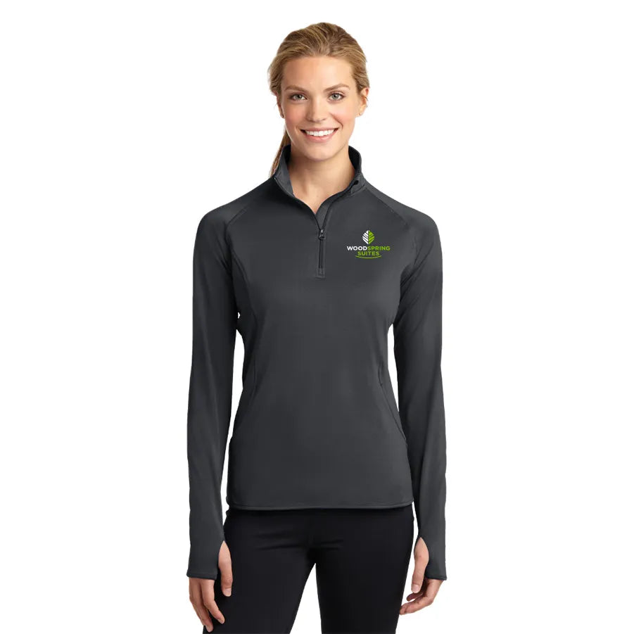 Women's Stretch 1/2-Zip Pullover - WoodSpring Suites - Sable Hotel Supply
